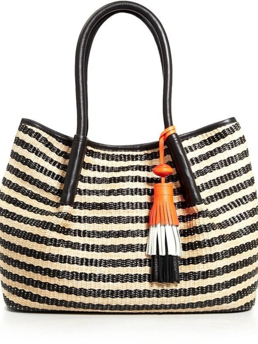 Vince Camuto Harlo Leather Striped Woven Travel Tote Bag